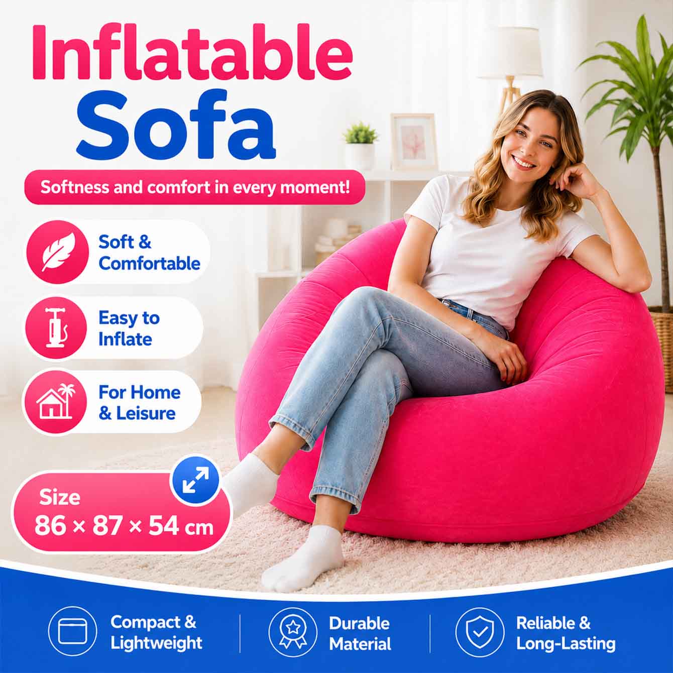 Outdoor Furniture Lounge Set - 1PC Inflatable Bean Bag Chairs Outdoor