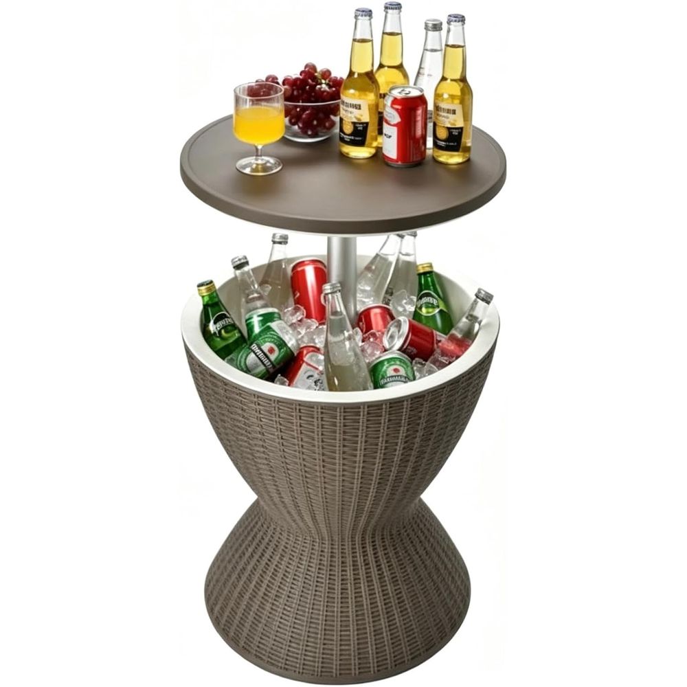 Outdoor Furniture Design - Weather-Resistant Rattan Patio Cooler Table with