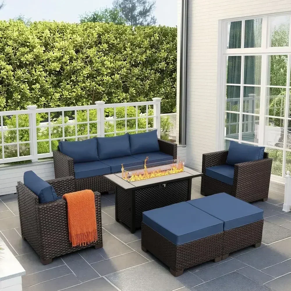 Outdoor Furniture Set With Fire Pit - 6-Piece Outdoor Patio Furniture Set with