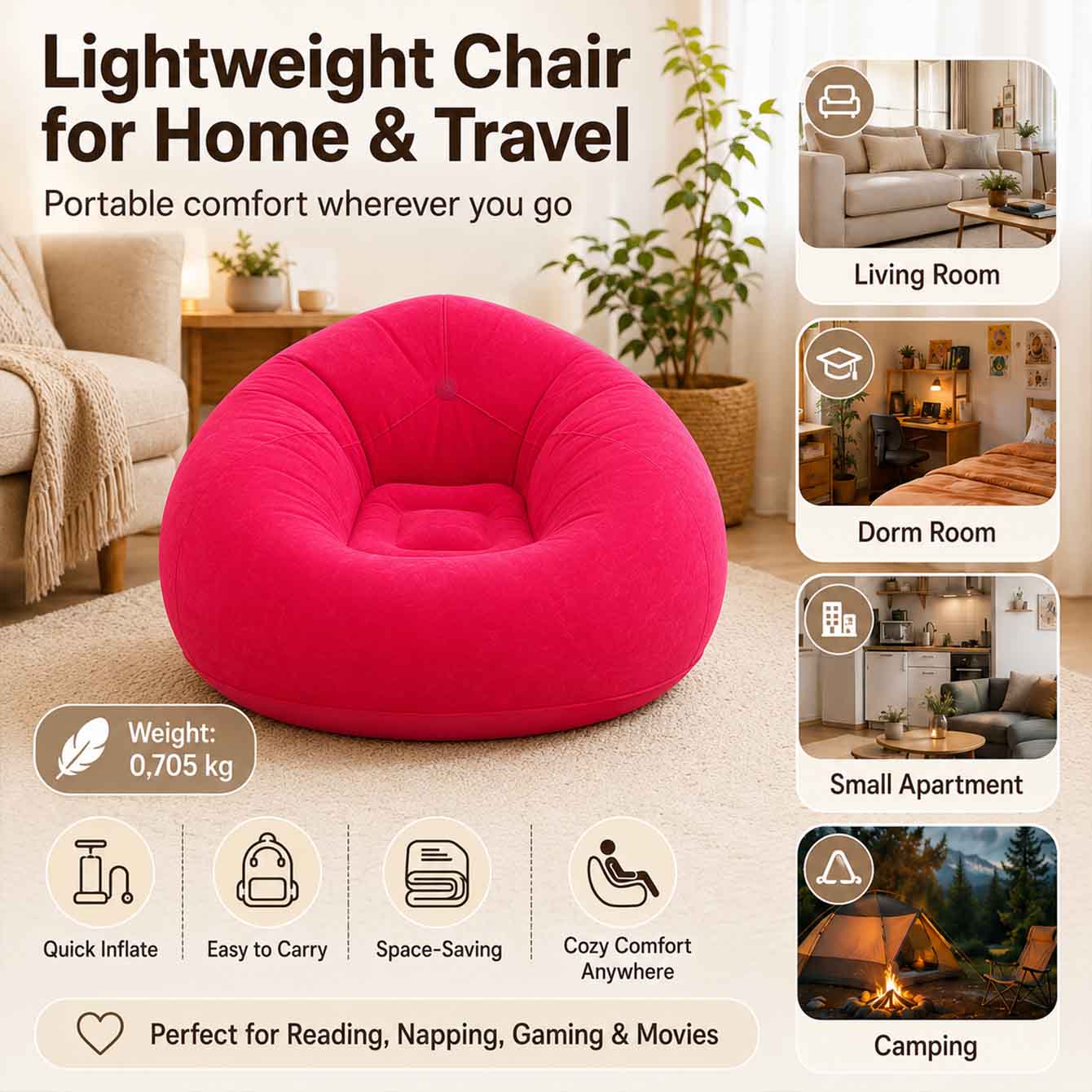 1PC Inflatable Bean Bag Chairs - Outdoor Furniture Lounge Set 리뷰 및 가격