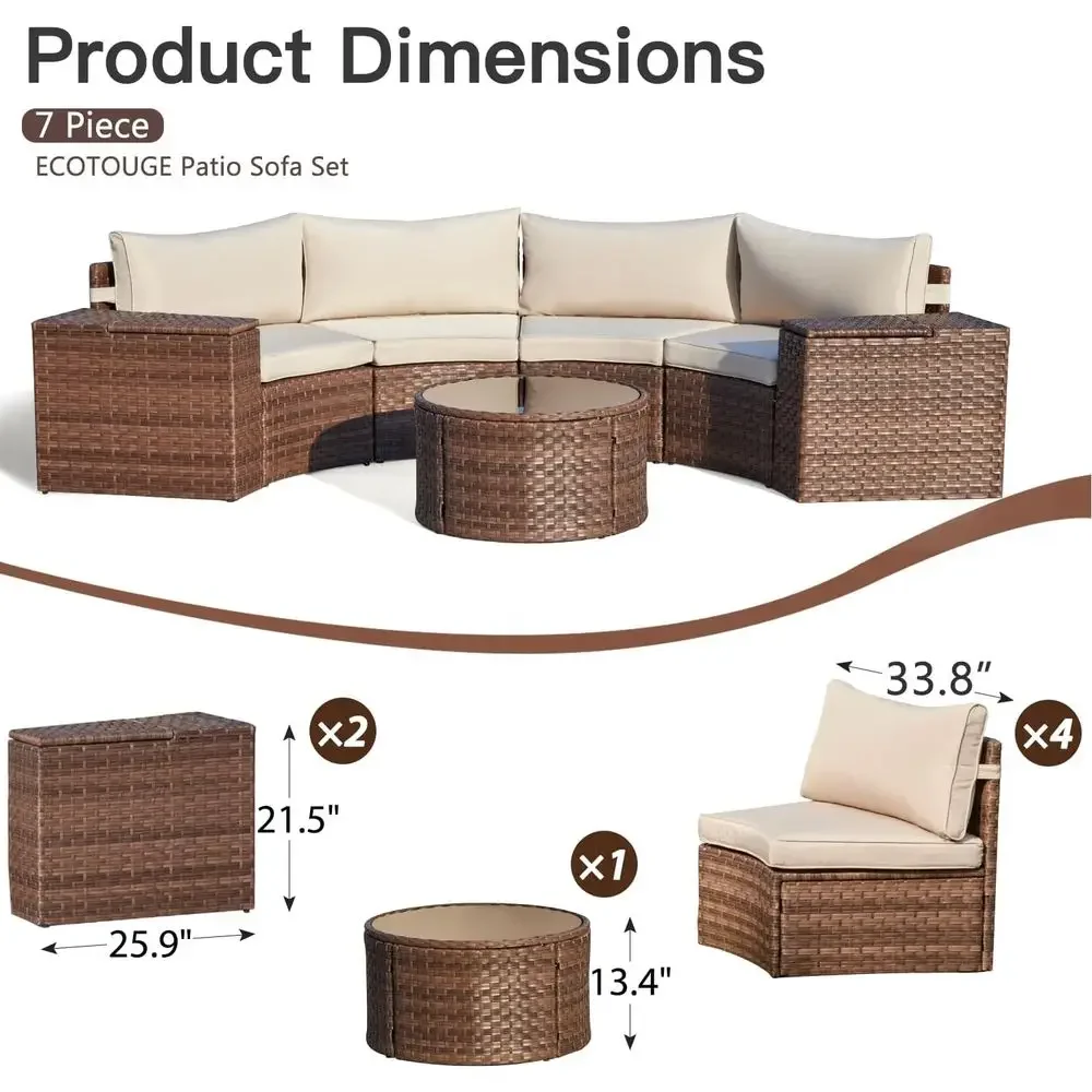 Half-Moon Curved 8-Piece Patio - Outdoor Furniture Set With Fire Pit 리뷰 및 가격