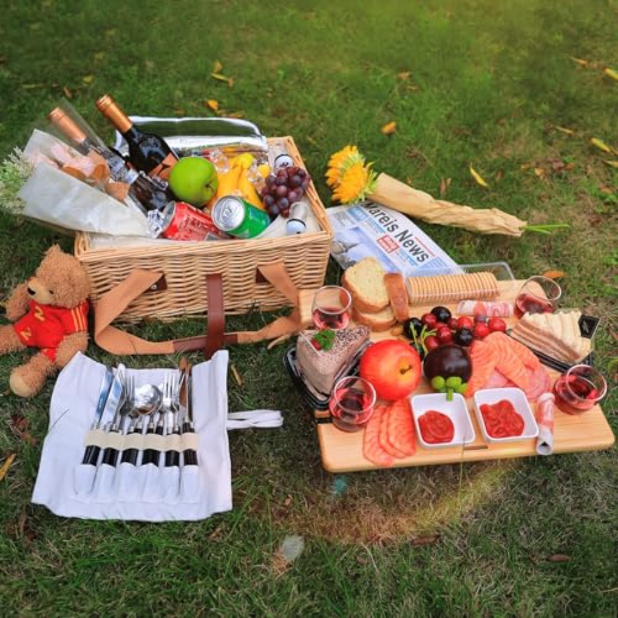 Wicker Picnic Basket for 2 wit - Folding Picnic Table 리뷰 및 가격