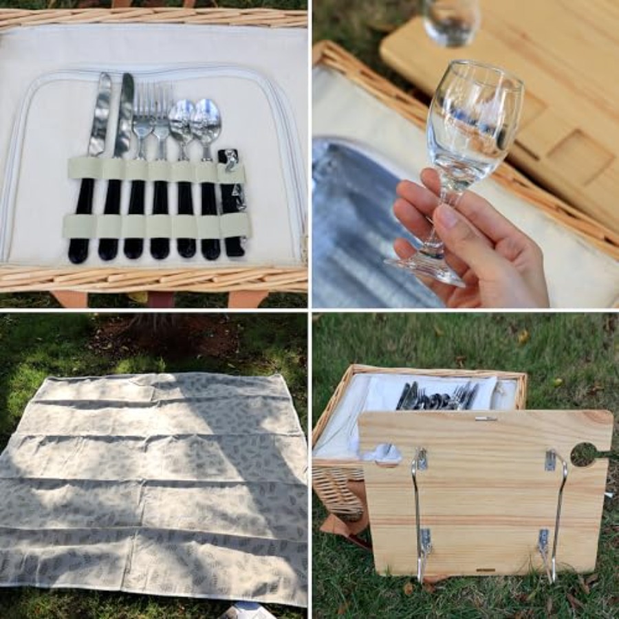 Wicker Picnic Basket for 2 wit - Folding Picnic Table 리뷰 및 가격