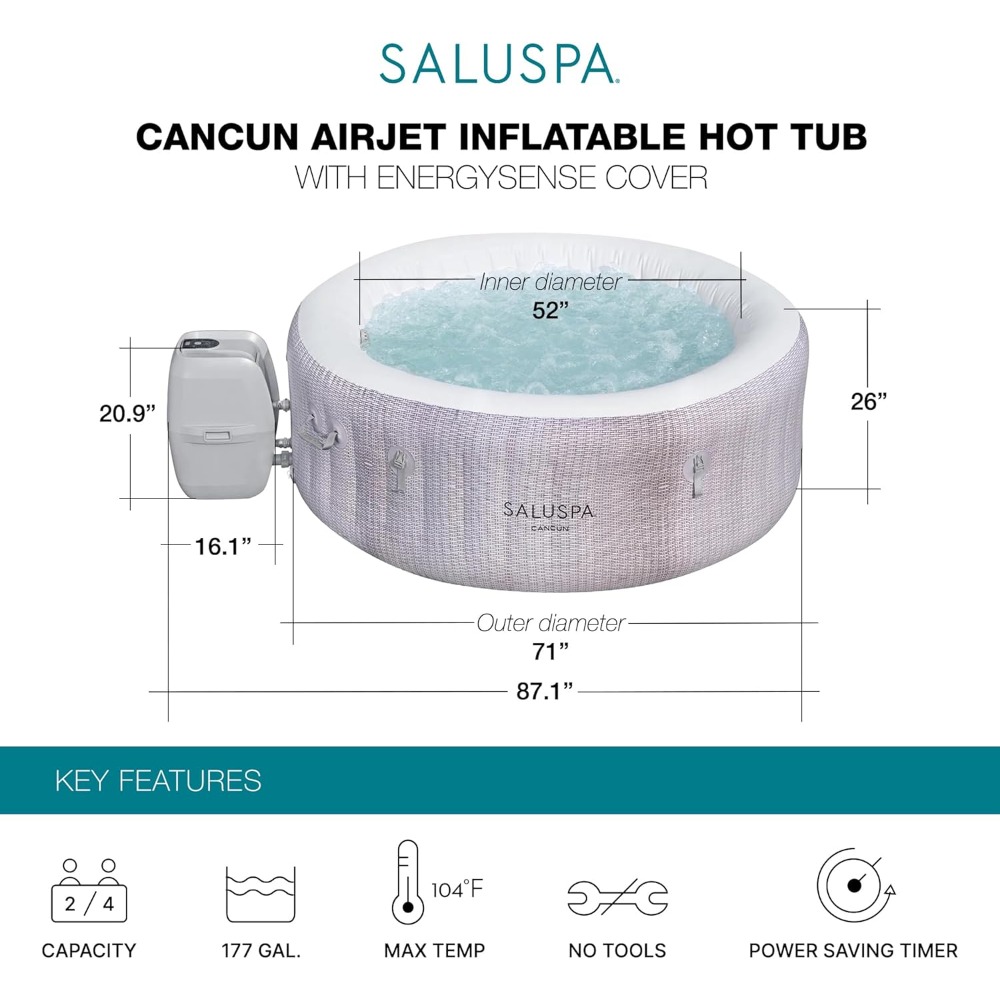 SaluSpa Cancun 2-4 Person Infl - Inflatable Hot Tub 리뷰 및 가격