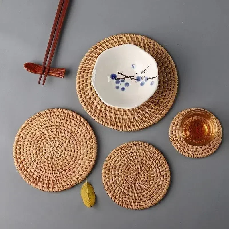 Handmade Round Rattan Coasters - Outdoor Furniture Cafe 리뷰 및 가격