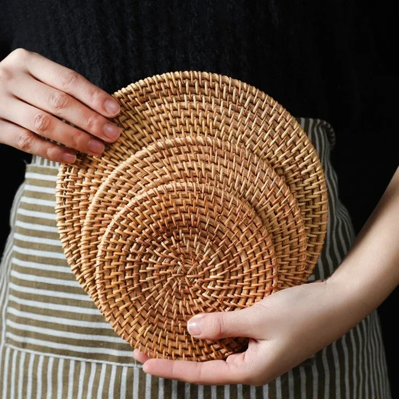 Handmade Round Rattan Coasters - Outdoor Furniture Cafe 리뷰 및 가격