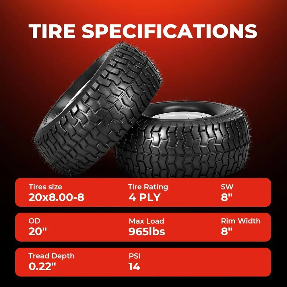 20x8 Lawn Mower Tires with Rim - Outdoor Furniture In Store 리뷰 및 가격