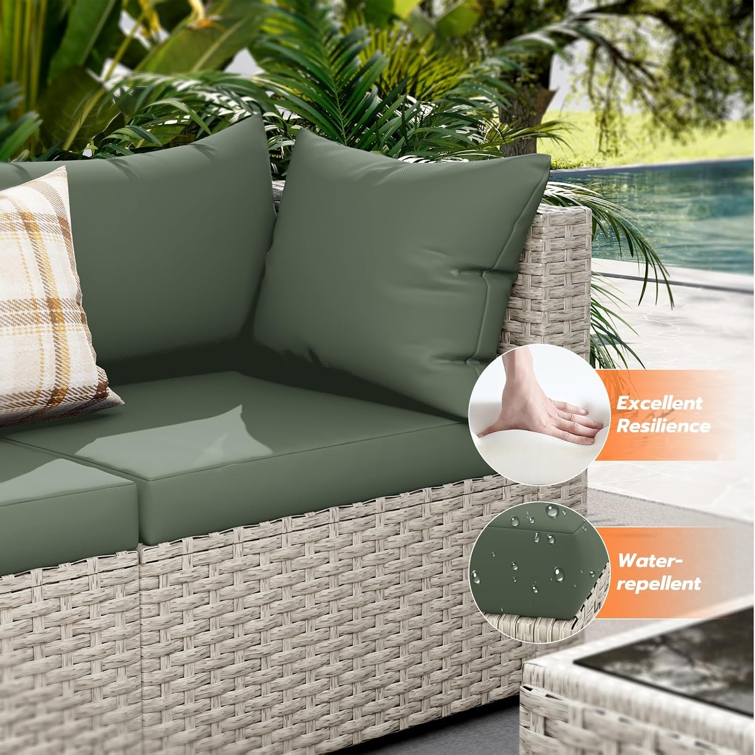 8-Seat Outdoor Sectional Sofa  - Outdoor Furniture Set With Fire Pit 리뷰 및 가격