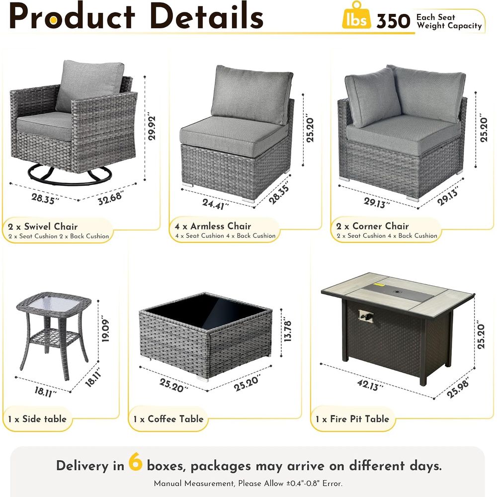 11-Piece Outdoor Patio Furnitu - Outdoor Furniture Set With Fire Pit 리뷰 및 가격