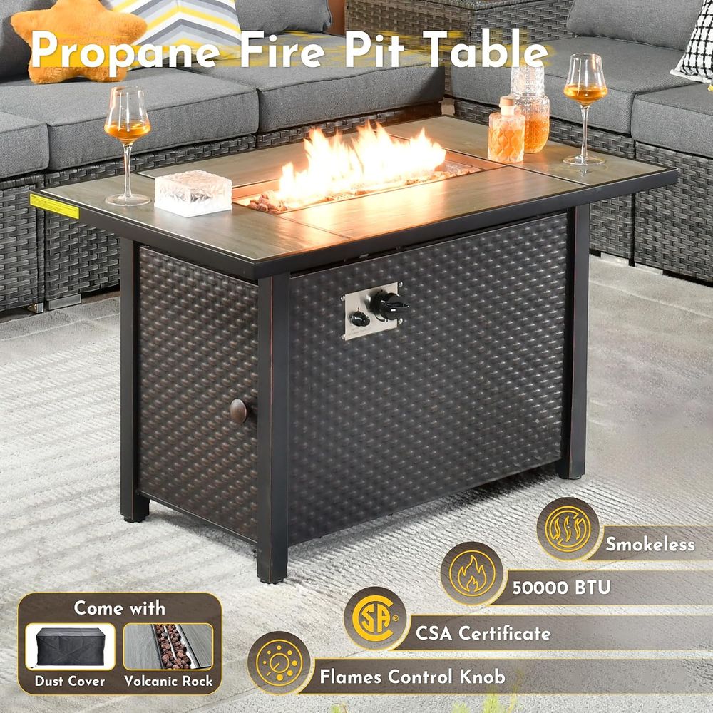 11-Piece Outdoor Patio Furnitu - Outdoor Furniture Set With Fire Pit 리뷰 및 가격