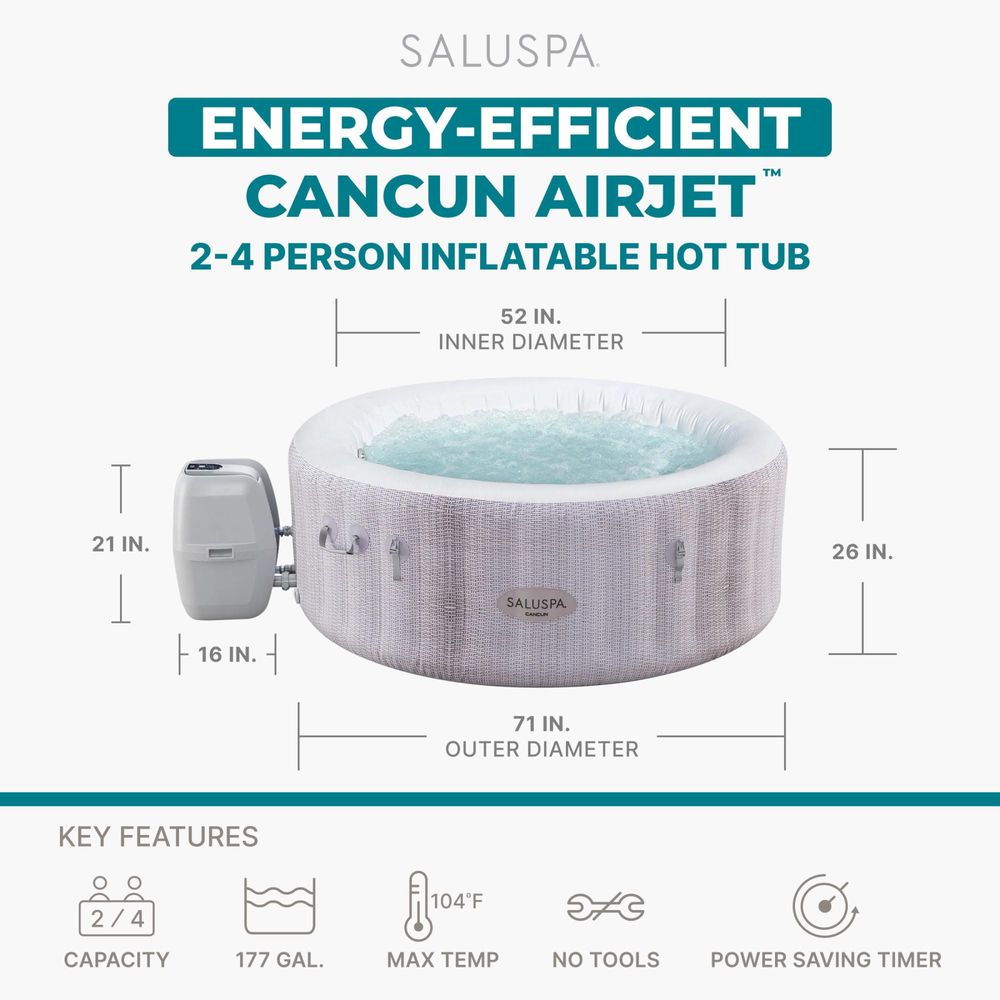 SaluSpa Cancun 2 to 4 Person I - Inflatable Hot Tub 리뷰 및 가격