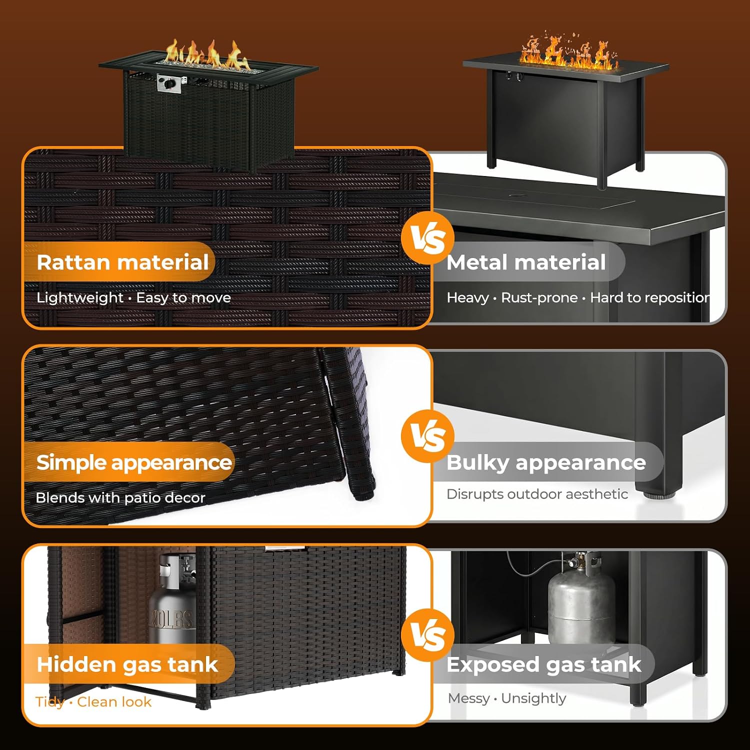 8-Piece Wicker Patio Conversat - Outdoor Furniture Set With Fire Pit 리뷰 및 가격