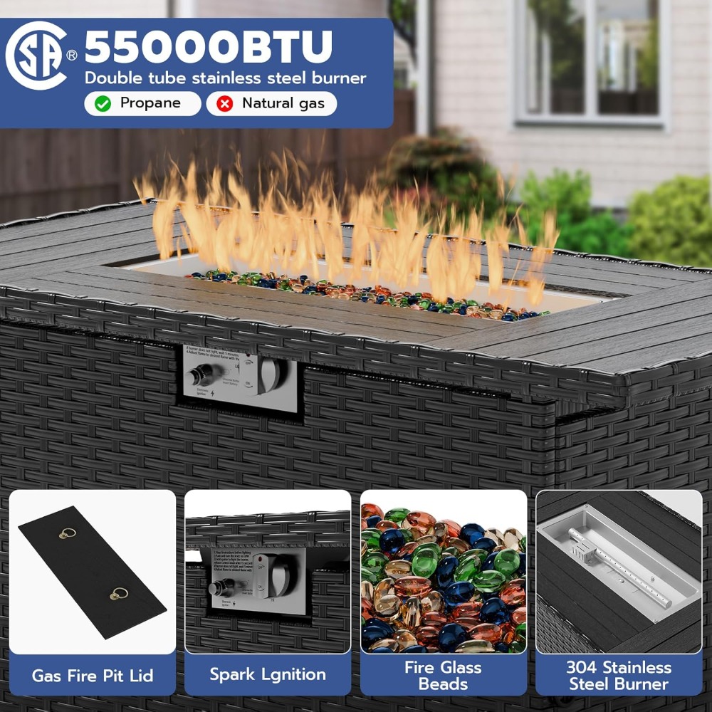 7 Piece Outdoor Sectional Sofa - Outdoor Furniture Set With Fire Pit 리뷰 및 가격