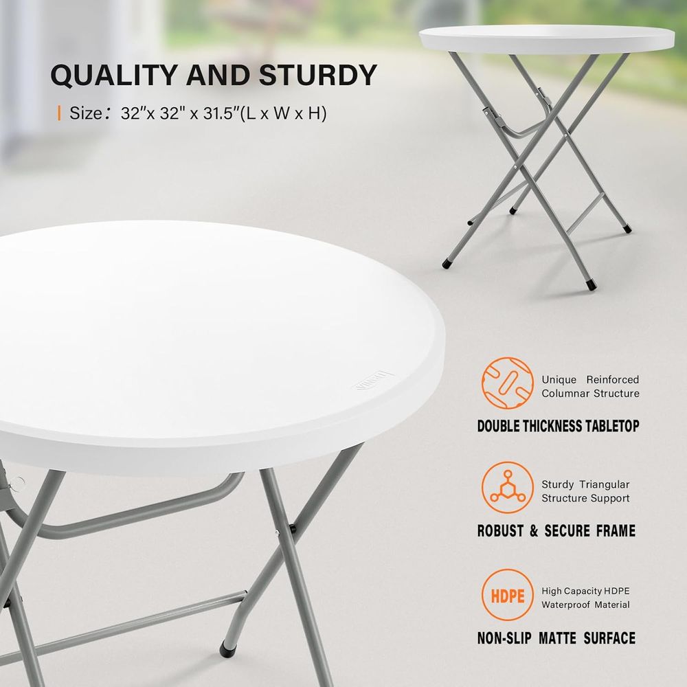 Portable 32 White Plastic Roun - Outdoor Furniture Cafe 리뷰 및 가격