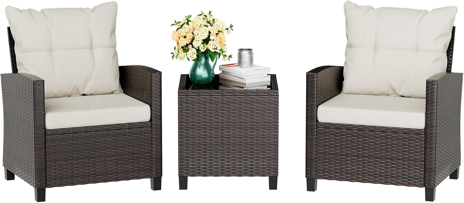 Beige compact 3-piece rattan w - Outdoor Furniture Sofa 리뷰 및 가격
