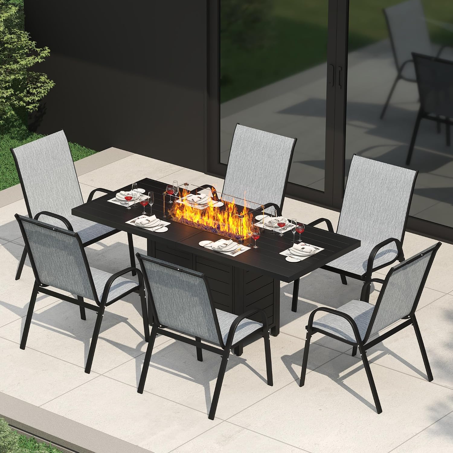 7 Pieces Patio Furniture Set w - Outdoor Furniture Set With Fire Pit 리뷰 및 가격