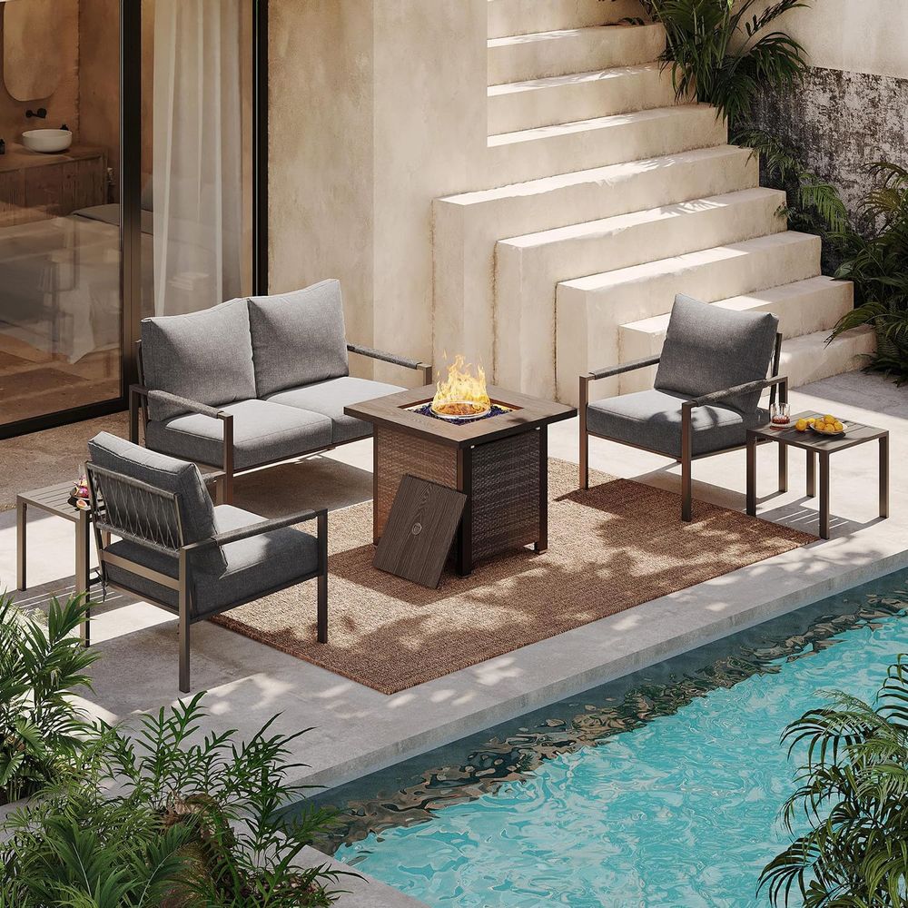 6-Piece Outdoor Patio Furnitur - Outdoor Furniture Set With Fire Pit 리뷰 및 가격