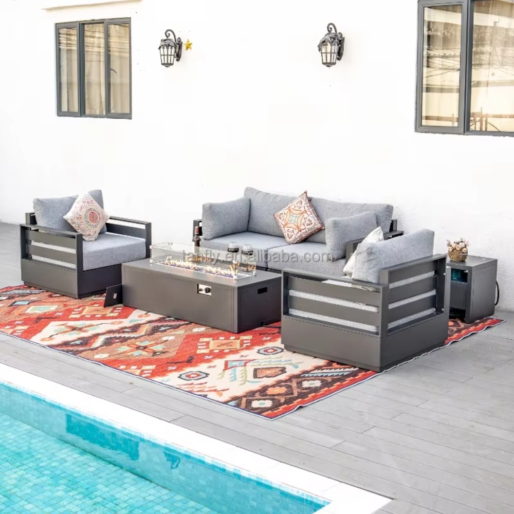Villa Hotel Outdoor Furniture  - Outdoor Furniture Set With Fire Pit 리뷰 및 가격