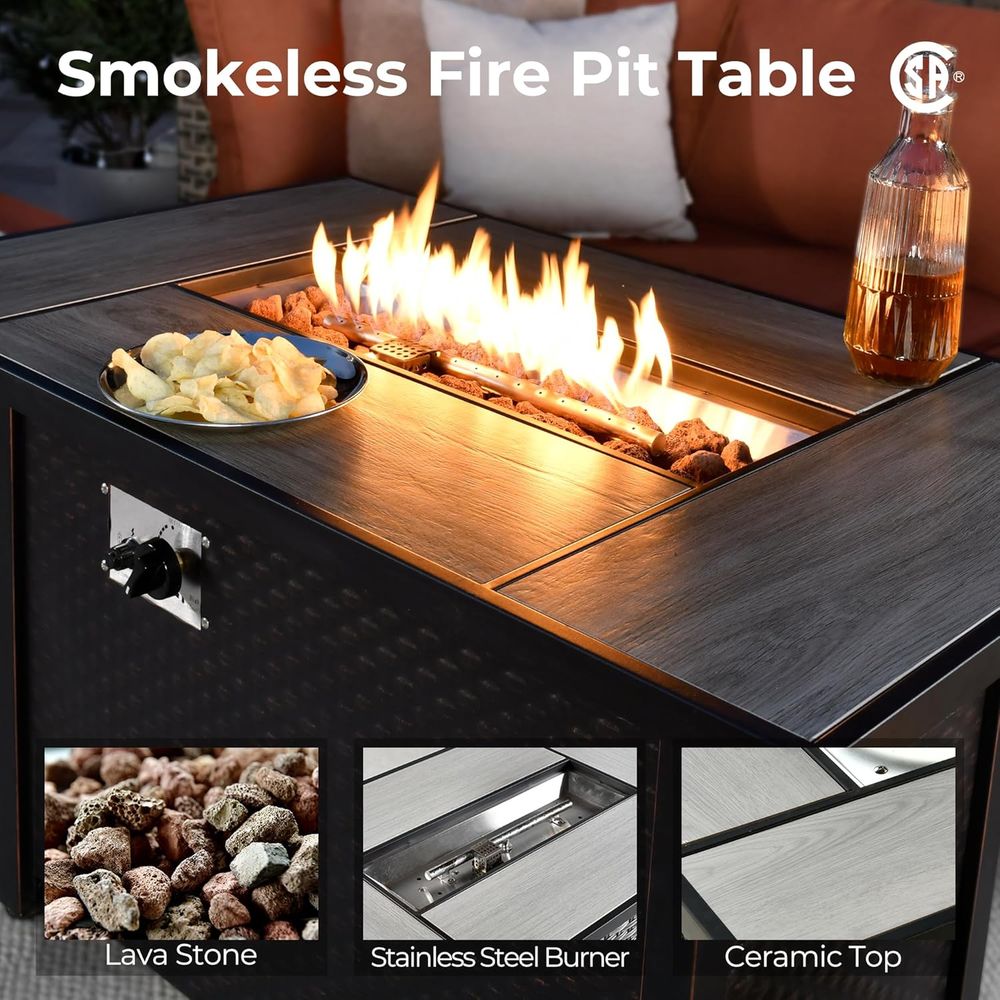 L-Shaped Outdoor Sectional Pat - Outdoor Furniture Set With Fire Pit 리뷰 및 가격