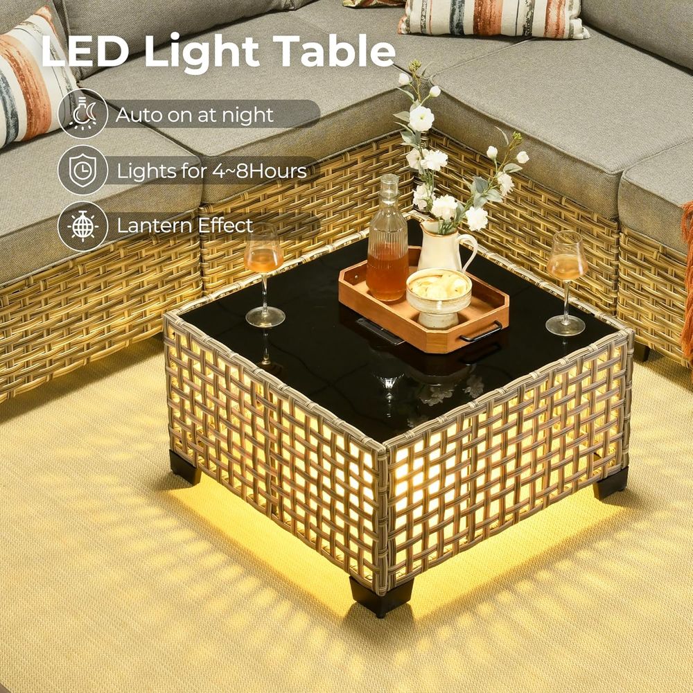 L-Shaped Outdoor Sectional Pat - Outdoor Furniture Set With Fire Pit 리뷰 및 가격
