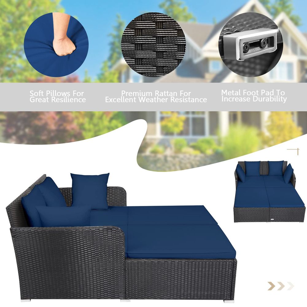 Outdoor Patio Rattan Daybed, S - Outdoor Furniture Sofa 리뷰 및 가격