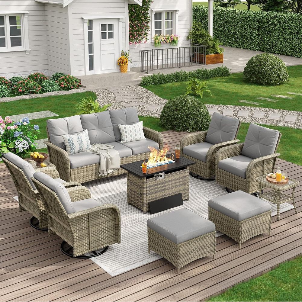 12-Piece Outdoor Patio Furnitu - Outdoor Furniture Set With Fire Pit 리뷰 및 가격