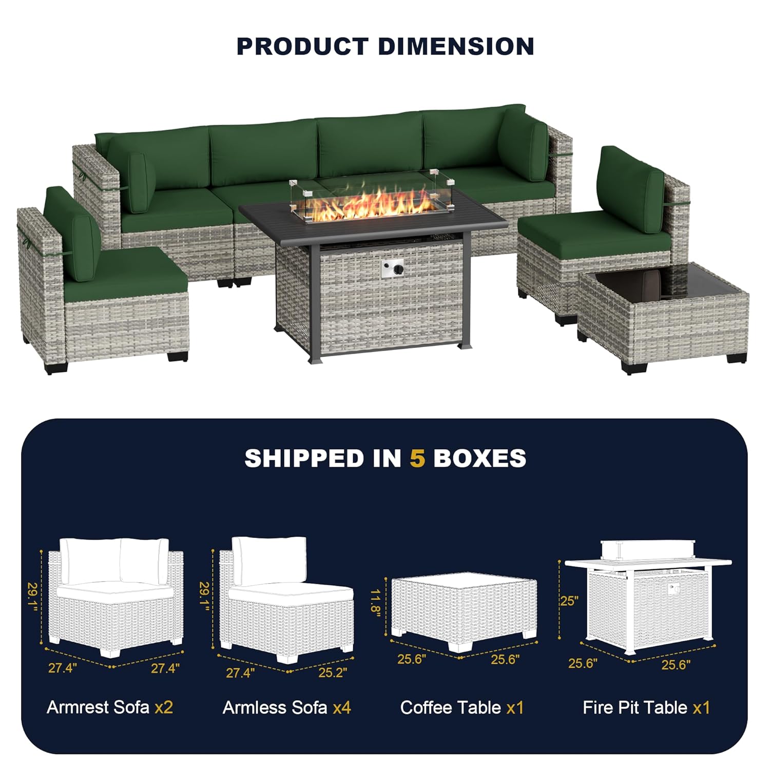 8-Piece Outdoor Patio Furnitur - Outdoor Furniture Set With Fire Pit 리뷰 및 가격