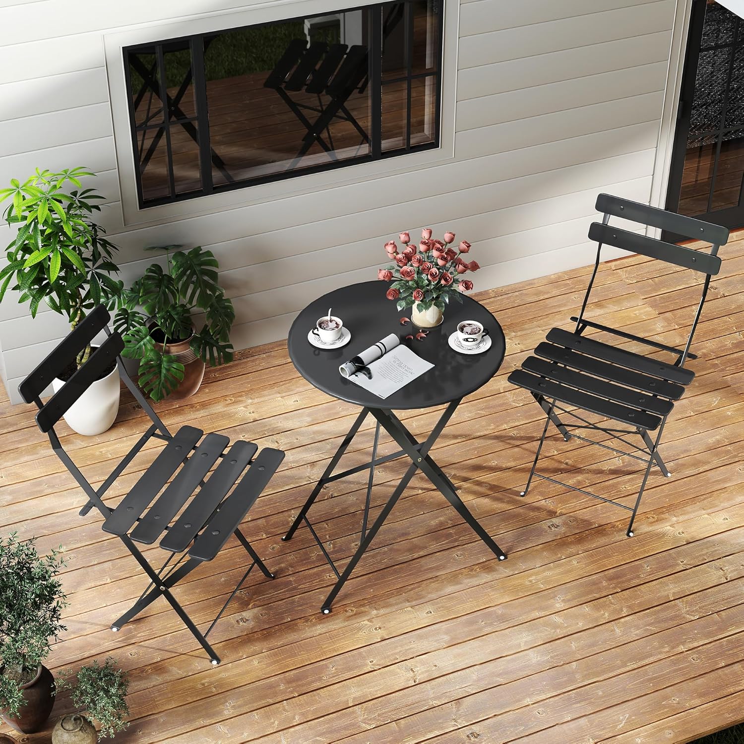 Space-saving black 3-piece fol - Outdoor Furniture Sofa 리뷰 및 가격