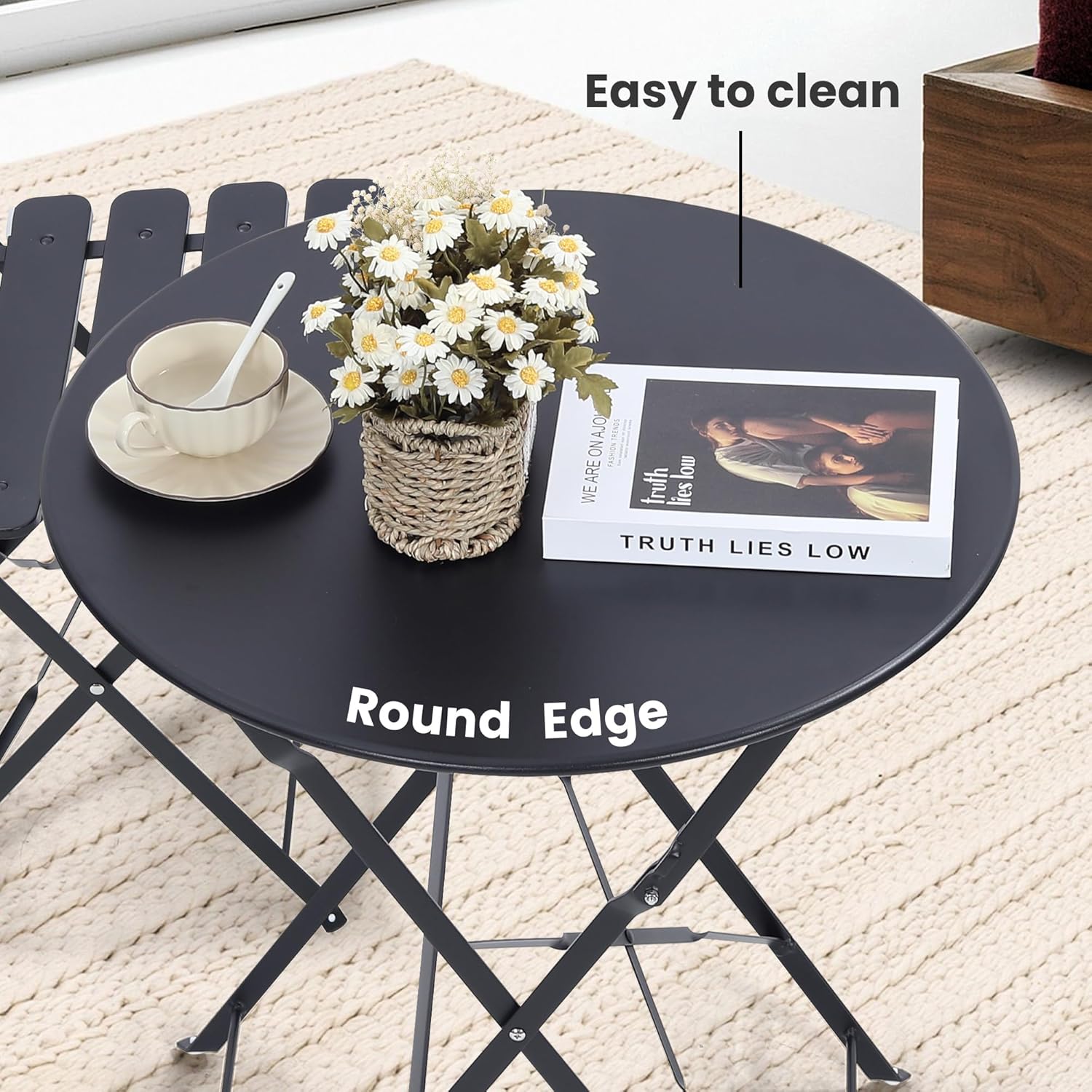 Space-saving black 3-piece fol - Outdoor Furniture Sofa 리뷰 및 가격