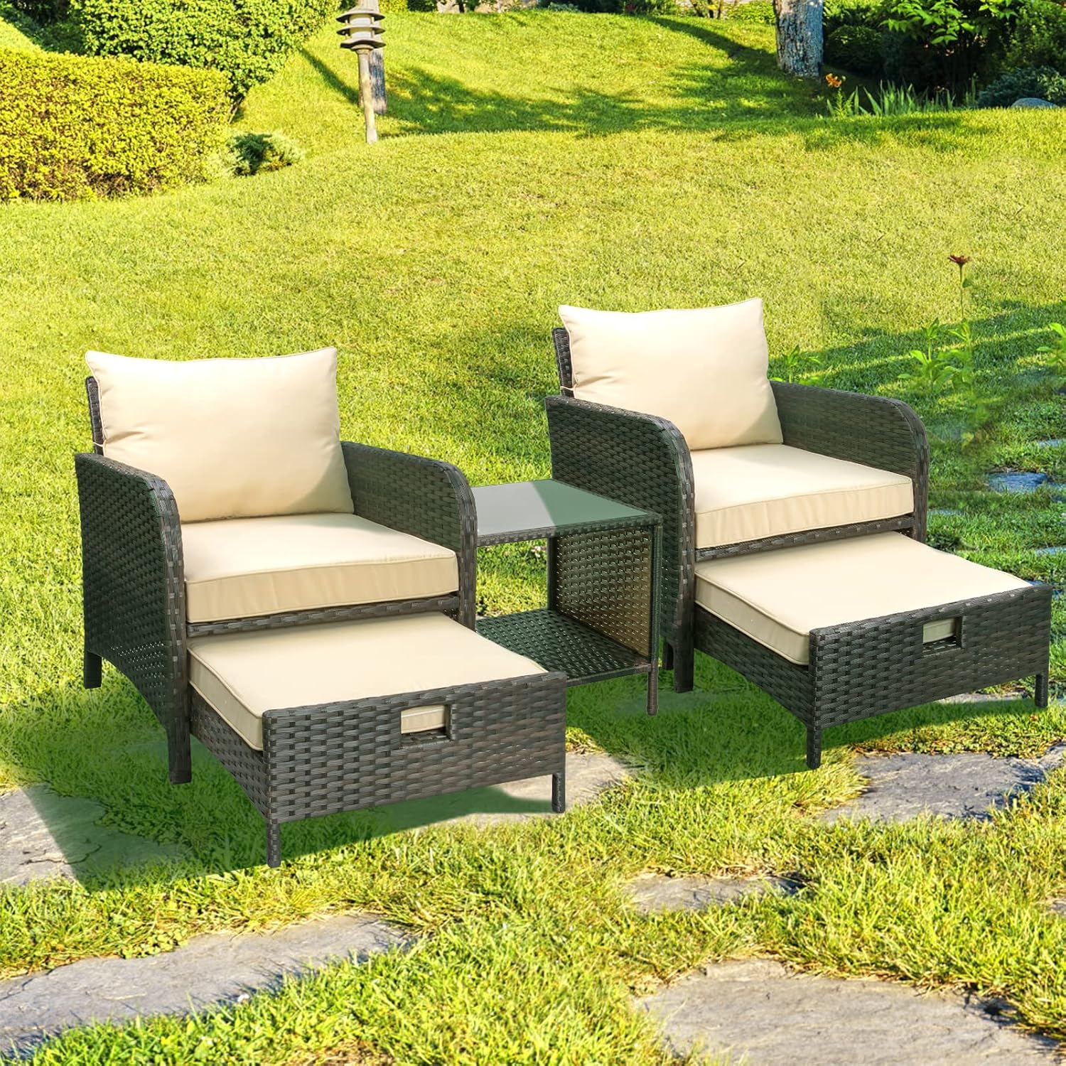 5 Piece PE Wicker Rattan Balco - Outdoor Furniture Lounge Set 리뷰 및 가격