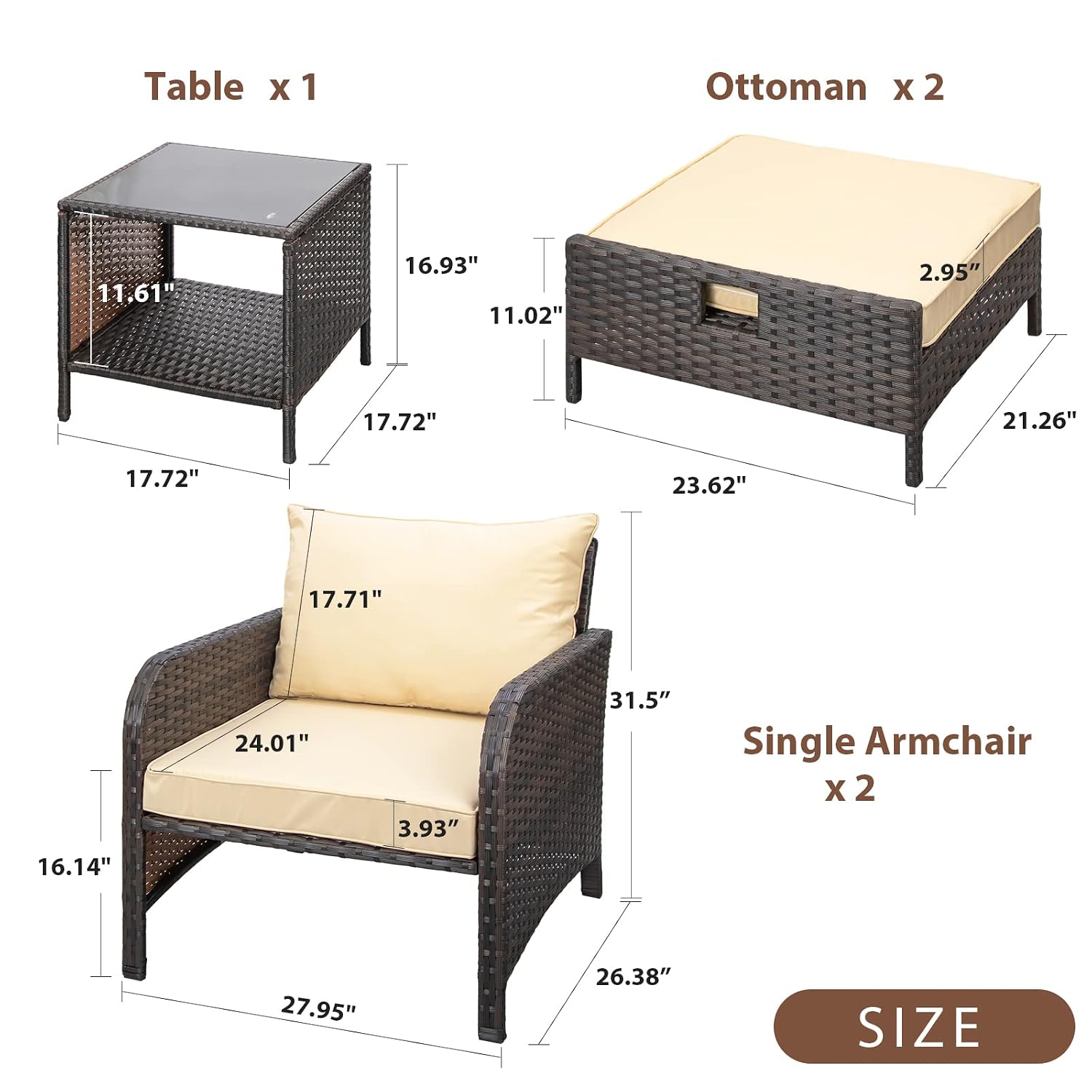 5 Piece PE Wicker Rattan Balco - Outdoor Furniture Lounge Set 리뷰 및 가격