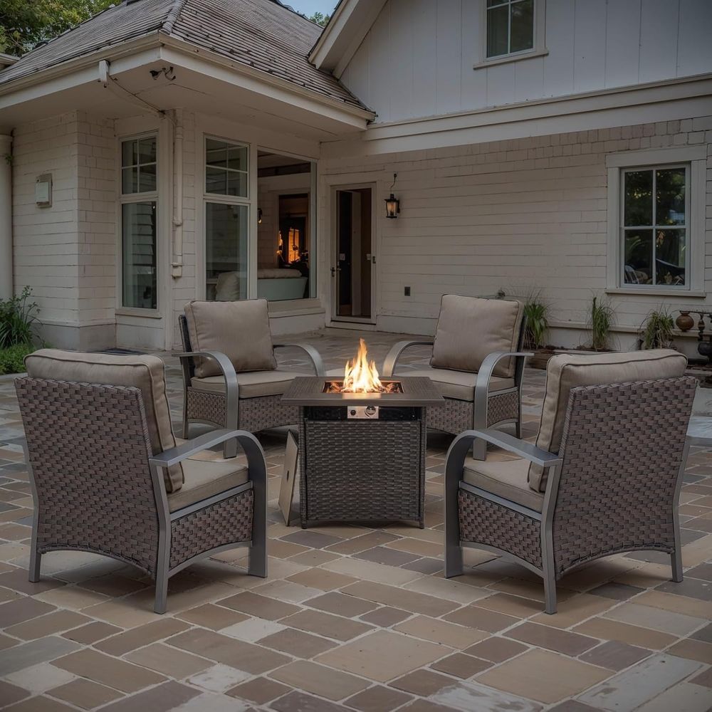 5-Piece Patio Furniture Set wi - Outdoor Furniture Set With Fire Pit 리뷰 및 가격