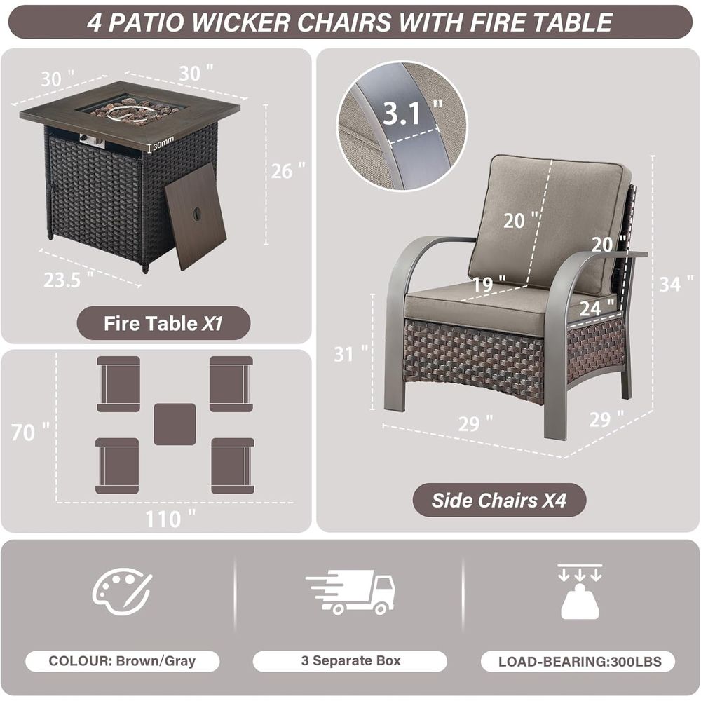 5-Piece Patio Furniture Set wi - Outdoor Furniture Set With Fire Pit 리뷰 및 가격