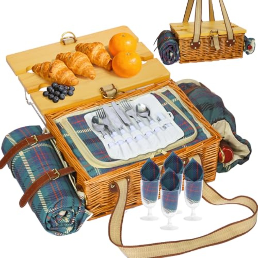 Picnic Basket for 4 with Foldi - Folding Picnic Table 리뷰 및 가격