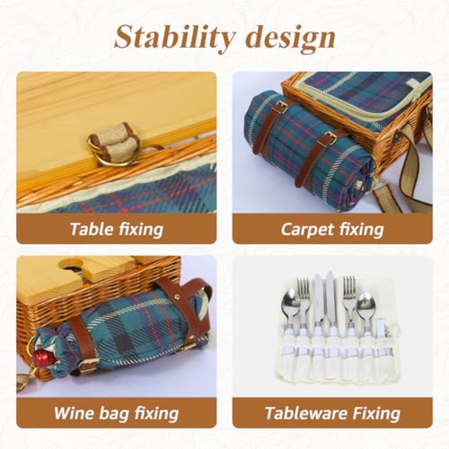 Picnic Basket for 4 with Foldi - Folding Picnic Table 리뷰 및 가격