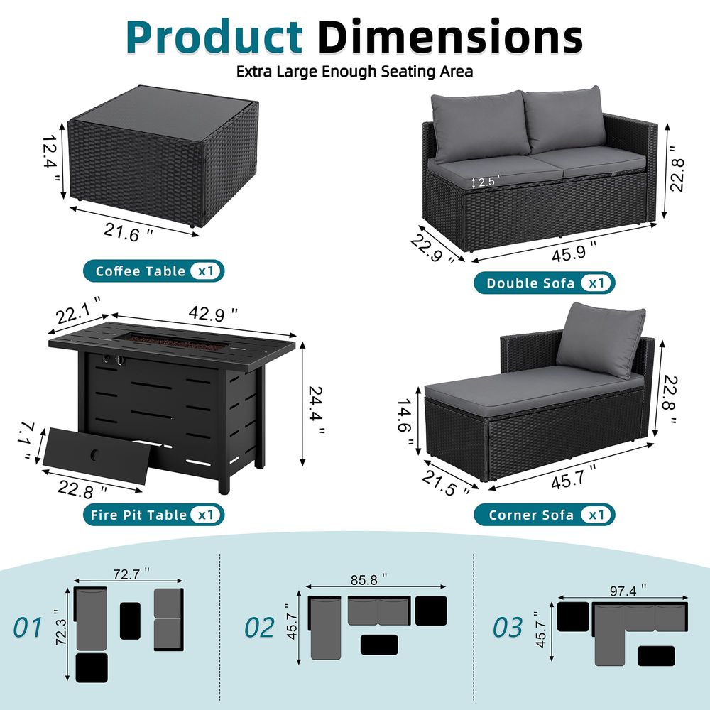 4Piece Patio Furniture Set wit - Outdoor Furniture Set With Fire Pit 리뷰 및 가격