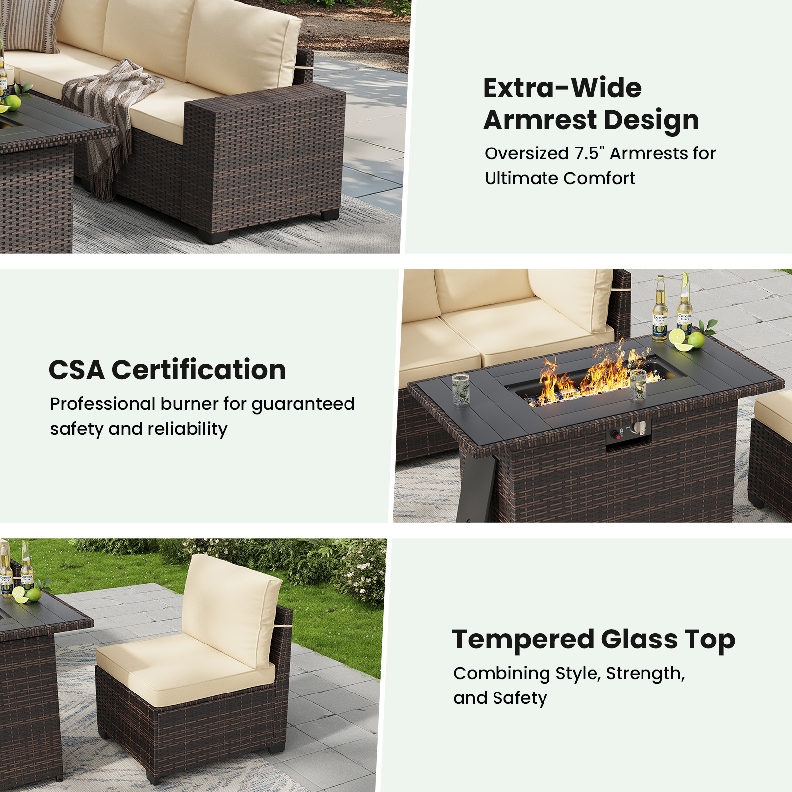 7 Piece Patio Furniture Set wi - Outdoor Furniture Set With Fire Pit 리뷰 및 가격