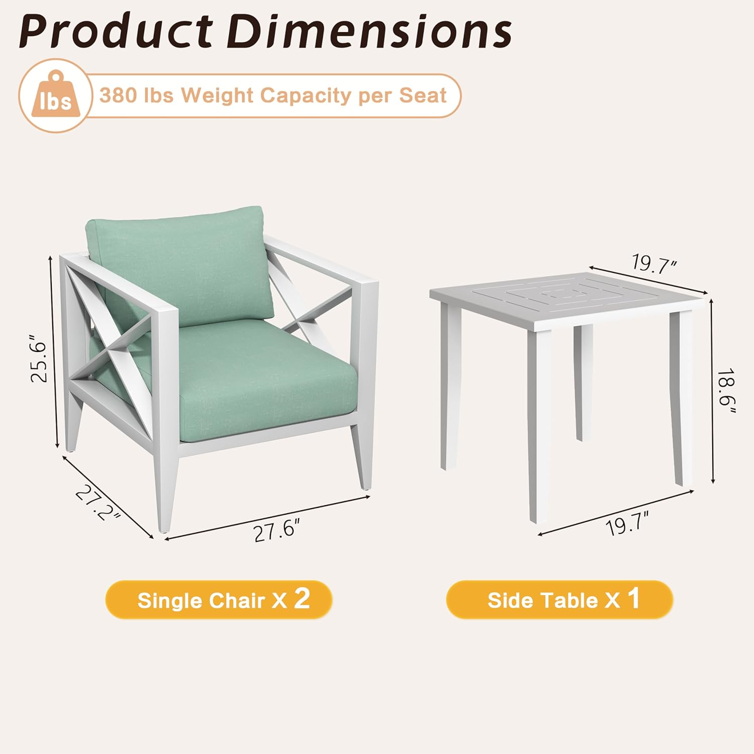 3-Piece Oversized Aluminum Pat - Outdoor Furniture Lounge Set 리뷰 및 가격