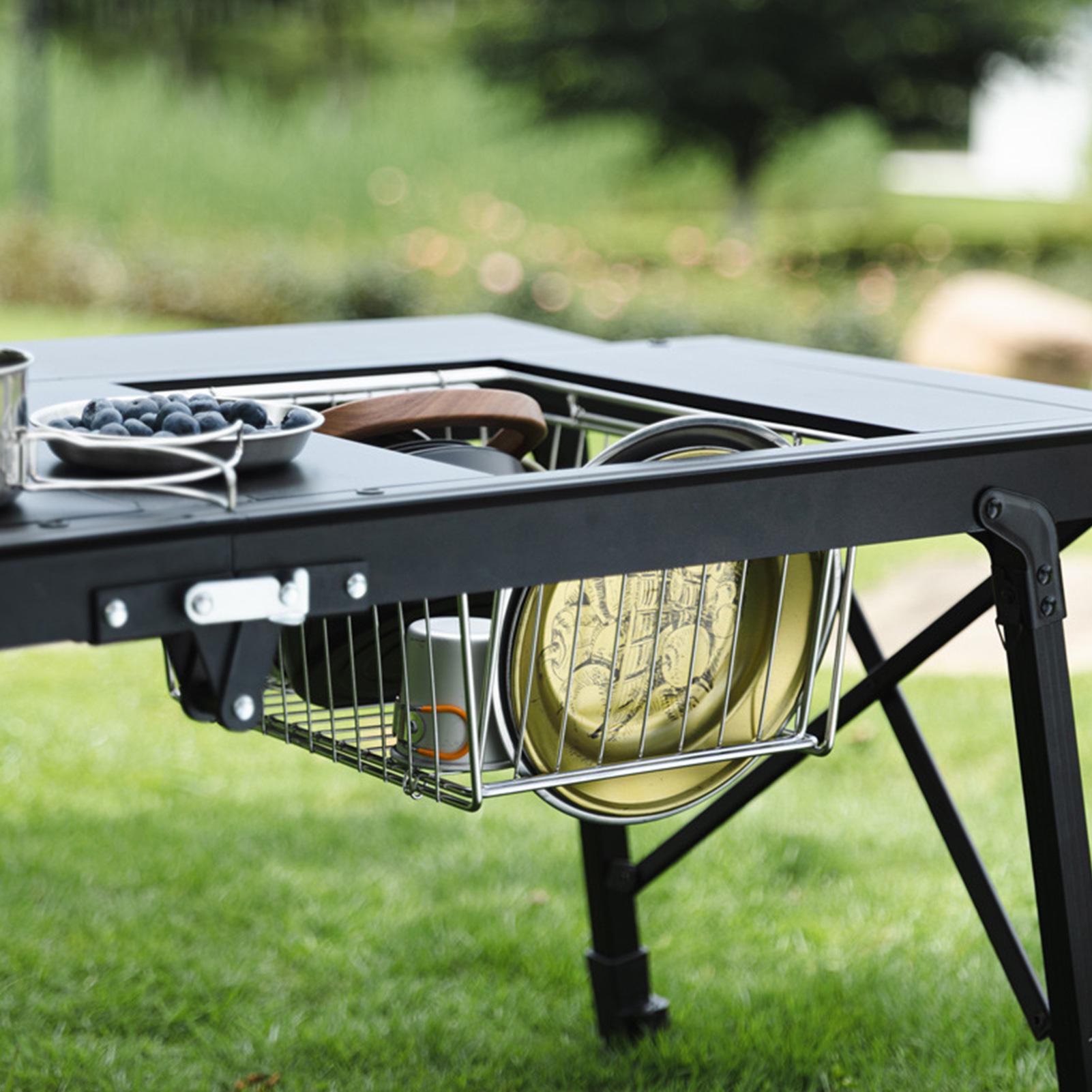 Camping Table Basket Metal Fol - Folding Picnic Table 리뷰 및 가격
